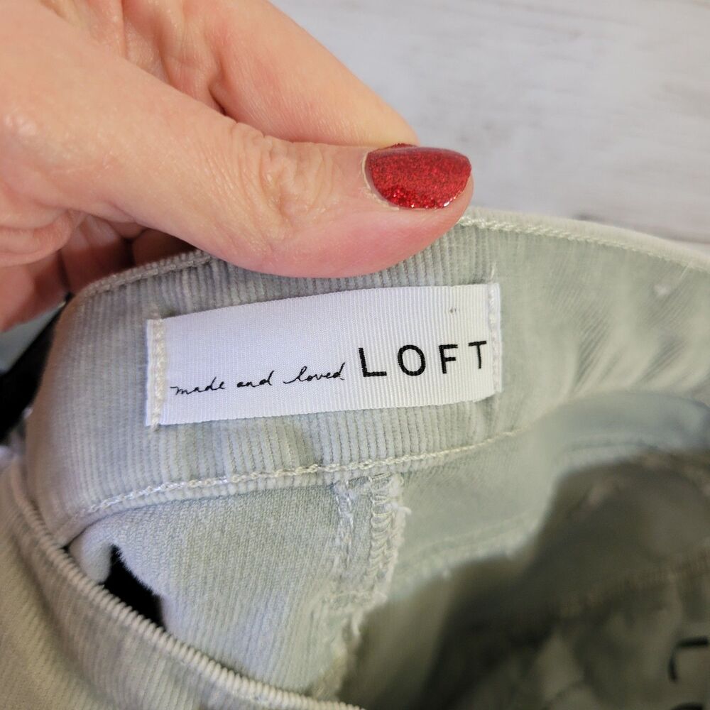 LOFT Pants Womens Size 26/2 Light Gray Corduroy Modern Skinny Stretch Mid Rise - Picture 9 of 10